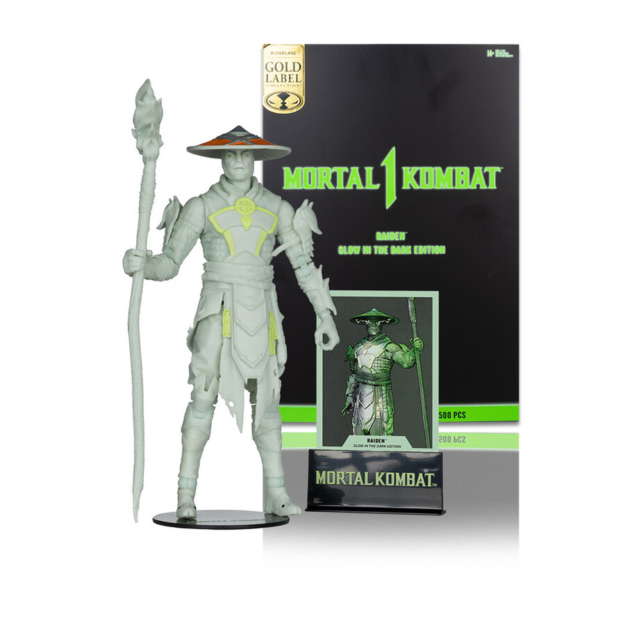 raiden mortal kombat glow in the dark edition gold label 7 figure