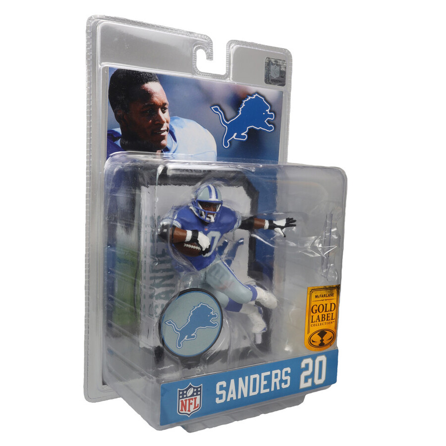 barry sanders wblue jersey detroit lions gold label nfl 7 figure mcfarlanes sportspicks