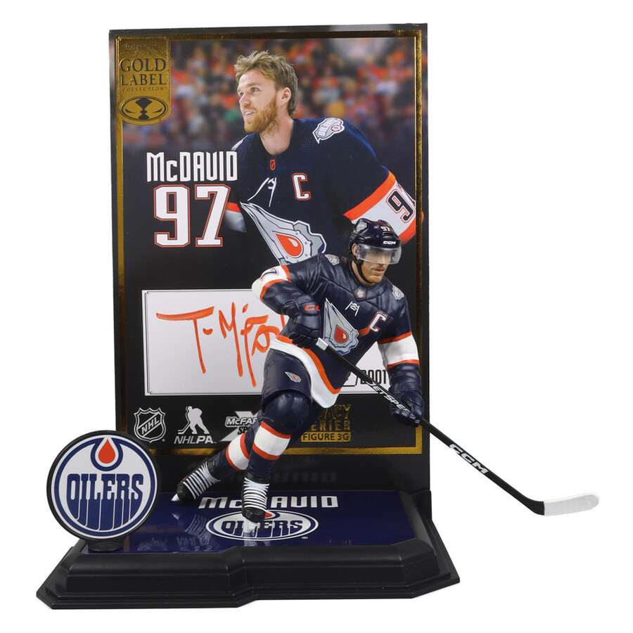 connor mcdavid wspecial edition jersey edmonton oilers gold label nhl 7 figure mcfarlanes sportspicks signed by todd mcfarlane 2001